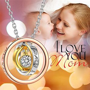 2021 Fasihon Moeders Day Gift Love You Mam Cirkels Crystal Hangers Ketting voor Dropshipping