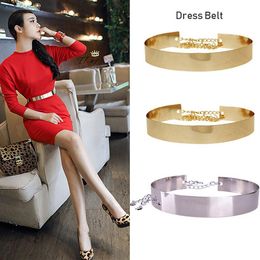 2019 Femme Courte-Gol Gold Metal Gold Metallic Wide Mirror Band Tailband Chaîne Accessoires ACCESSOIRES POUR LES VOITURES FEMMES 2736