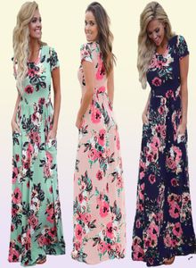 2019 Impression florale Boho Beach Robe Femme Long Maxi Robe Summer Femmes Femmes Courte Couche du soir Femme Robe Casual Vesti5688057