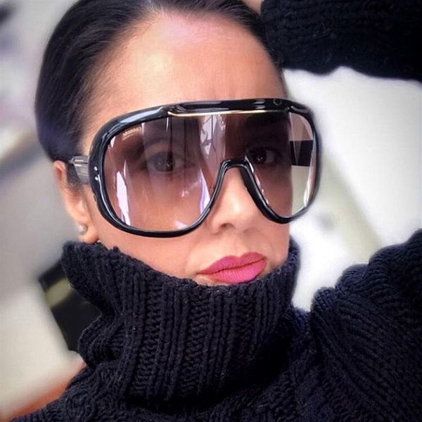 2019 futuriste surdimensionné une pièce lunettes de soleil femmes plat haut dégradé lunettes de soleil hommes nuances femme goggle247v