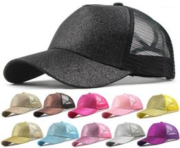 Gorra para niñas 2019, gorra con visera de béisbol lisa de camionero, moños desordenados, sombrero con purpurina Unisex, petten voor mannen cappellini uomo XP1519986309