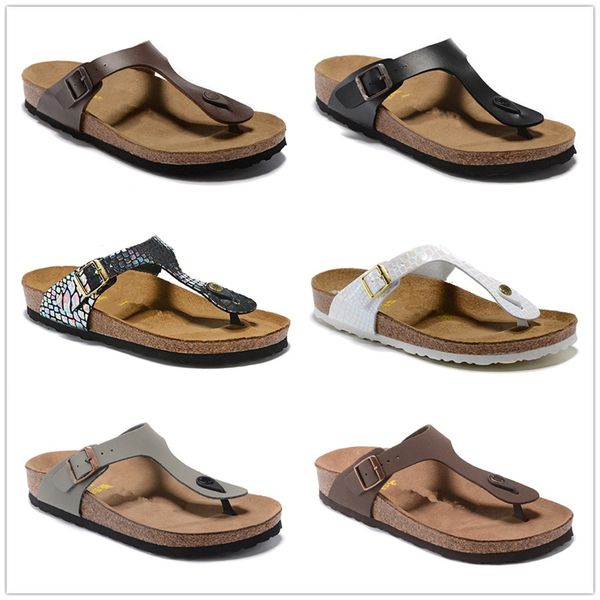 Zapatillas de corcho gizeh hombre y mujer sandalias de playa de punta abierta chanclas de verano flip plats de cuero genuino zapatillas gratis zapatos de barco de diseño