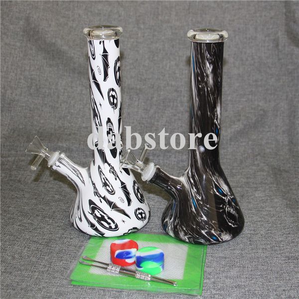 2019 Bong en verre narguilé conduites d'eau en verre bécher recycleur 11 pouces bongs dab plate-forme brûleur à mazout cendrier barboteur bol de 14mm