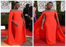 2019 Golden Globe Award Lupita Prom Dresses Off Schouder sexy Fancy Cape Mantel Bateau Schede Avondjurken7563323