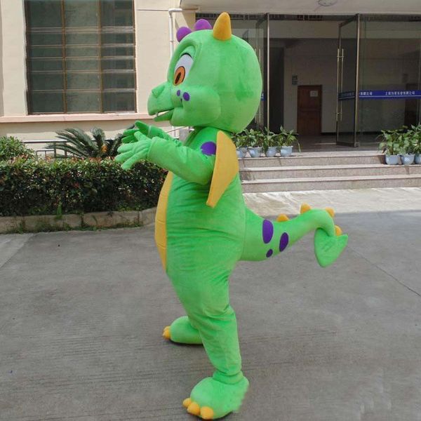 2019 Costume de mascotte de dragon vert d'Halloween Dessin animé de haute qualité Dragon volant Personnage de thème animé Costumes de fantaisie de fête de carnaval de Noël