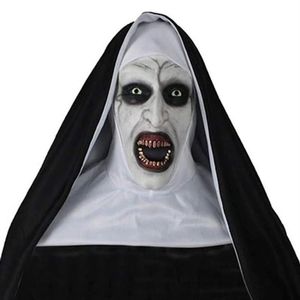 2019 Halloween masker De Nun Horror Masker Cosplay horror Latex Maskers Met Hoofddoek Halloween Party decoratie Props Y200103266D