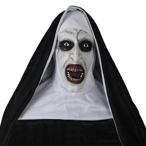 2019 Masque d'Halloween Le masque d'horreur de la nonne Masques d'horreur en latex de cosplay avec foulard Accessoires de décoration de fête d'Halloween Y2001032518