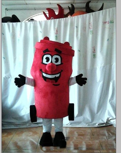 2019 Happy Red Garbage Trash Bin Ash-Bin Waste Bin Contenedor de residuos Mailbox Pillar Letterbox Postbox Mascot Costume