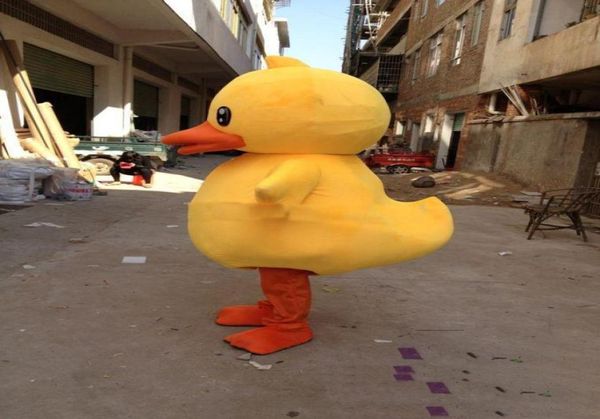 2019 haute qualité adorable grand canard en caoutchouc jaune mascotte costume dessin animé adulte taille 2804129