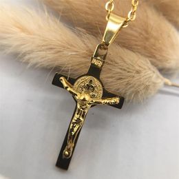 2019 hoge kwaliteit Bling Cross 3D Hip Hop Iced Out Religieuze Hanger Ketting Goud Verzilverd Voor Mannen Vrouwen Sieraden mode Gift225v