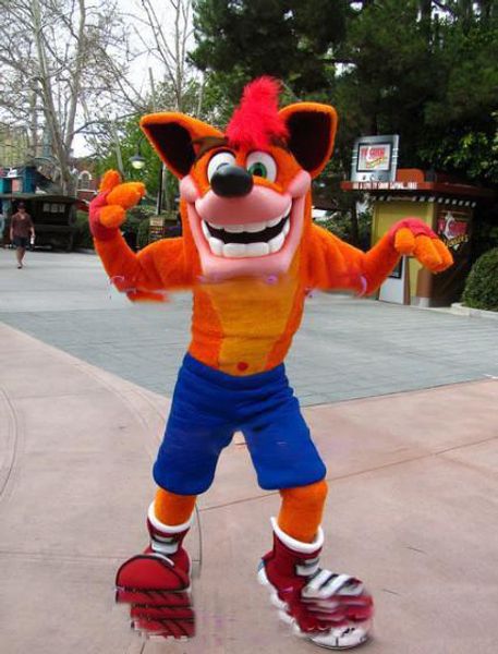 2019 Costume de mascotte Crash Bandicoot de personnage de dessin animé de haute qualité Taille adulte Vente chaude Anime Costumes Carnaval Déguisements Kits pour le sport