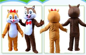 2019 Hoogwaardige chipmunk mascotte kostuum eekhoorn strikte karakter mascotte mascotte fancy outfit party jurk Halloween -pak volwassen si