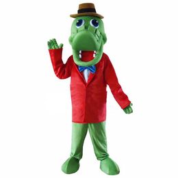2019 Hoge Kwaliteit Groene Alligator Crocodile Mascotte Kostuum Fancy Dress Prop Set Halloween