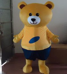 2019 Disfraz de mascota de oso pardo de alta calidad con camisa naranja y pantalón negro a la venta