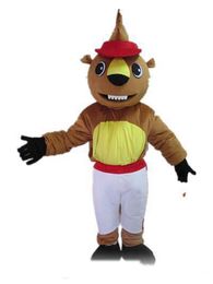 2019 Costume de mascotte d'écureuil de haute qualité avec un chapeau rouge pour adulte à porter