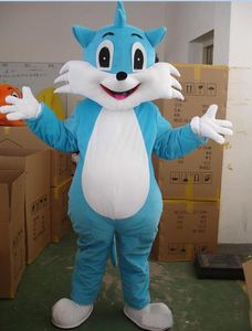 2019 Hoge kwaliteit Hot Blue Cat Fancy Dress Cartoon Adult Animal Mascot Costume Gratis verzending