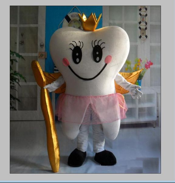 Traje de disfraz de mascota de ángel con dientes felices calientes de alta calidad 2019 para que lo use un adulto
