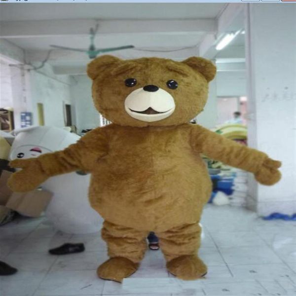 2019 Mascota de alta calidad Tamaño adulto Dibujos animados de peluche largo ted oso pardo Traje de la mascota mascota disfraz de halloween navidad Loco 2882