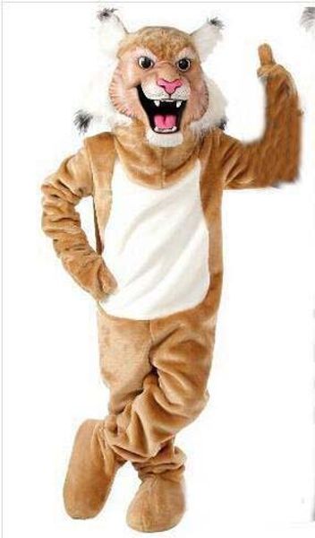 2019 Haute qualité Nouvelle Profession Wildcat Bobcat Mascotte Costumes De Mascotte Halloween Dessin Animé Taille Adulte Gris Tigre Fantaisie Robe De Soirée