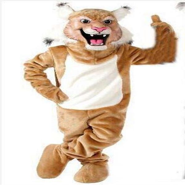 2019 Hochwertiger neuer Beruf Wildcat Bobcat Maskottchen Maskottchen Kostüme Halloween Cartoon Erwachsene Größe Grauer Tiger Fancy Party Dress238S