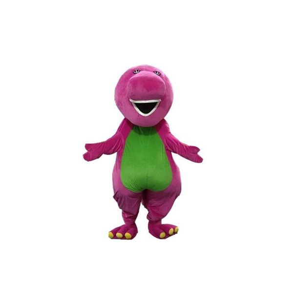 2019 Costumes de mascotte de dinosaure Barney de haute qualité Profession Halloween Cartoon Taille adulte Fantaisie Dress239Y