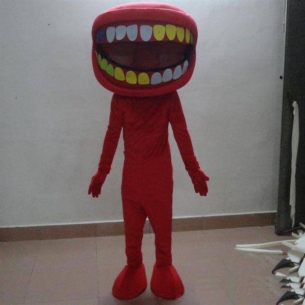 Disfraz de mascota de boca grande roja de alta calidad 2019 con diferentes colores de dientes para adultos para 244t