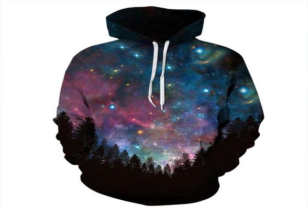 2019 haute qualité espace Galaxy sweats à capuche hommes femmes chapeau 3d sweats imprimer coloré nébuleuse mince automne Sweatshirts1853929