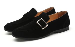 2020 Hoge kwaliteit suede gesp lederen mannen loafers mode slip-on rijden schoenen mannen moccasin boot schoenen causale schoenen mannen loafers maat 38-46