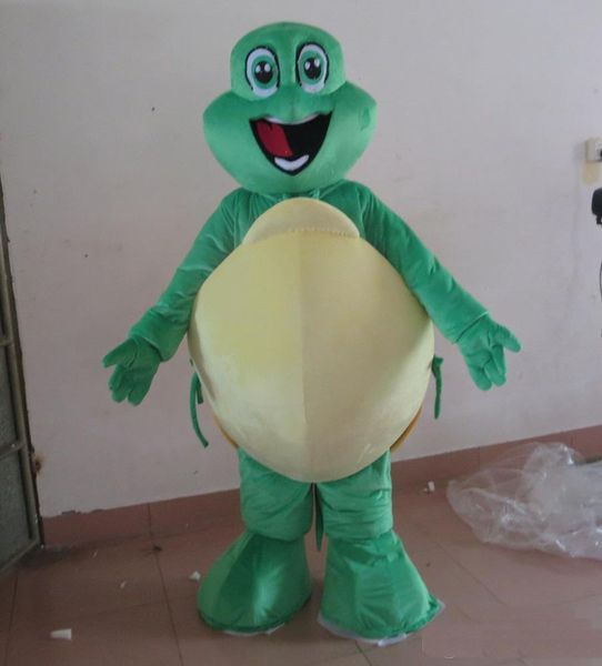 2019 Costume de mascotte de tortue verte heureuse de haute qualité pour adulte à porter à vendre
