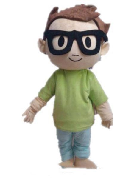 2019 Ventilation de haute qualité un costume de mascotte de garçon avec des lunettes pour adulte à porter