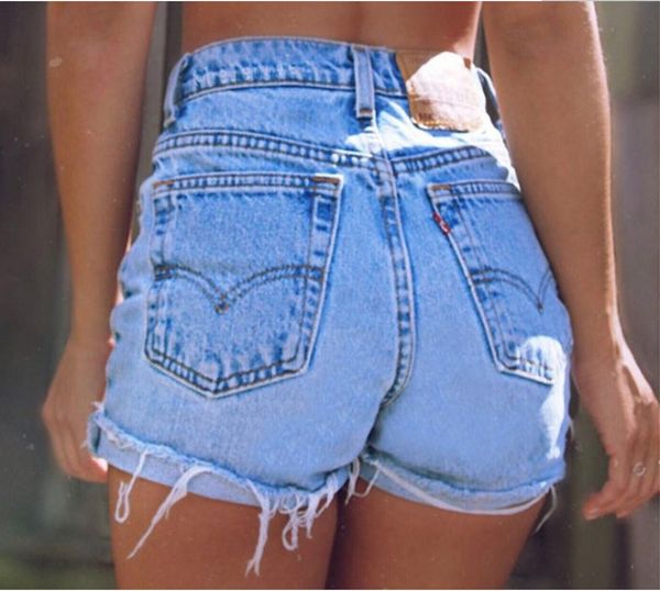 2019 pantalones cortos de mezclilla de cintura alta para mujer verano Casual estilo callejero Sexy novio suelto deshilachado pierna ancha Pant2485558