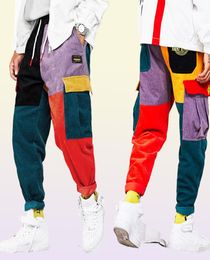 2019 Hip Hip Pants Vintage Color Block Patchwork Pana Cargo Harem Pantalón Streetwear Harajuku Jogger Pantalón de chándal Pantalones de algodón 111443996
