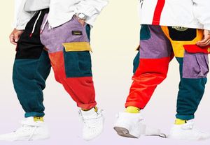Pantalon branché de la hanche 2019 Bloc de couleur vintage Patchwork Cordire Corgo Harem Pant Streetwear HARAJUKU JOGGER PANTON PANTON COTTON117891897