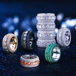 2019 Hip Hop Hommes Bague En Or Glacé Anneaux Micro Pave Zircon Cubique Promesse Diamant Bagues De Luxe Designer Marque Personnalité Cadeau