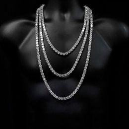 Collier de chaîne de tennis hip hop 2019 avec CZ pavée pour hommes bijoux avec collier de tennis à longue chaîne en or blanc