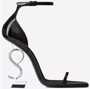 Designer Women Sandals Party Fashion 100% cuir dance chaussure Nouveau talons sexy super 10cm Lady Wedding Metal Baille High Heel Woman Chaussures