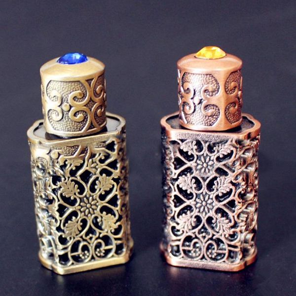 Bouteille de parfum arabe en Bronze de 3ml, récipient en verre Attar arabe avec décoration artisanale, offre spéciale 2019