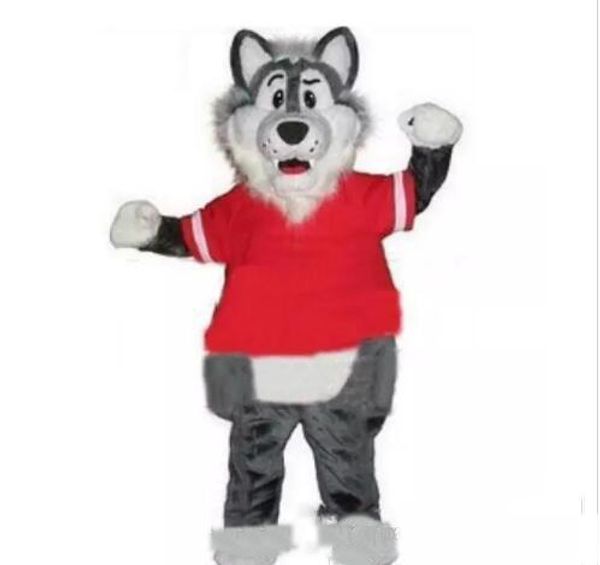 2019 venta caliente adultos lanudo gris lobo mascotas disfraces de mascotas ems envío gratis