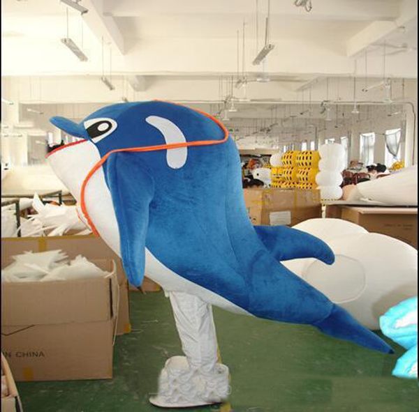 2019 offre spéciale mascotte publicitaire belle mascotte de dauphin bleu Costume mascotte de dessin animé de haute qualité livraison gratuite