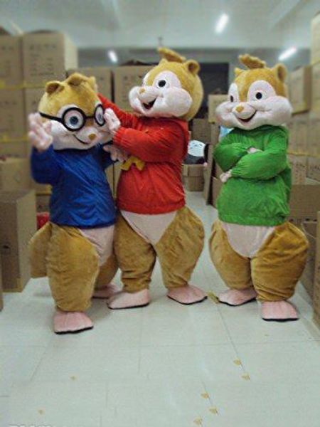 2019 vente chaude Alvin et le costume de mascotte Chipmunks Chipmunks Cospaly personnage de dessin animé adulte costume de fête d'Halloween Costume de carnaval