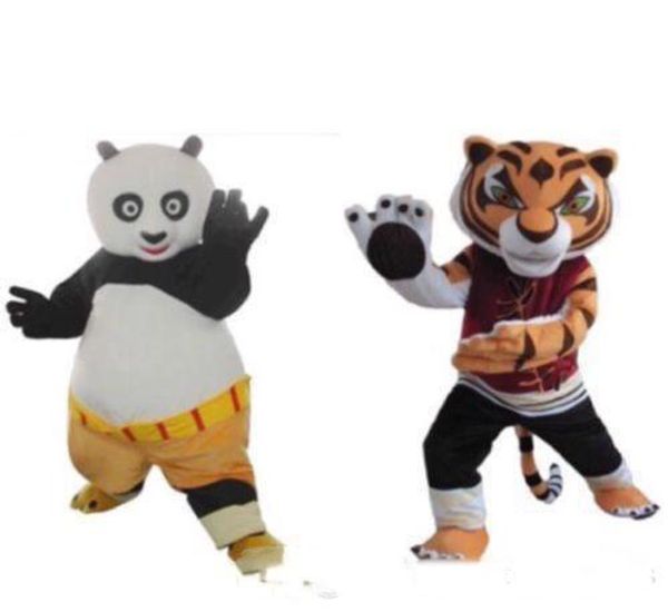 2019 vendita calda Halloween Kung Fu Panda Po o Tigress mascotte personalizzato Xmas Party vestito per adulti