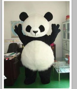 2019 hete verkoop lange haar panda beer dier mascotte kostuums volwassen grootte handgemaakte cartoon karakter mascotte kostuum geschenk