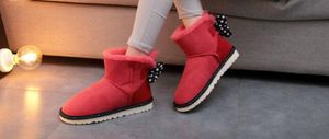2020 Hot Sell Classic Design Bow Short Baby Boy Girl Kids Bow-Tie With Diamond Model Snow Boots Fur Integrated Keep Warm Boots