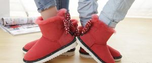 2021 Hot Sell Classic Design Bow Short Baby Boy Girl Women Kids Bow-Tie With Diamond Model Snow Boots Fur Integrated Keep Warm Boots