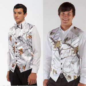 2019 Hot v-hals camo heren bruiloft vesten man bruiloft bruidegom dragen realtree witte camo formele smoking vest op maat gemaakt