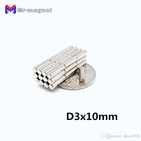 2022 imanes se précipita dans le temps 10mm aimants pour réfrigérateur De Nevera 50pcs fort aimant en néodyme de terre rare N52 Dia 3x10 mm 3*10 grossiste