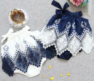 2019 baby pasgeboren babymeisje mouwloze halter kanten laces patchwork mooie mode romper jumpsuit jurk kleding zomer playsuit