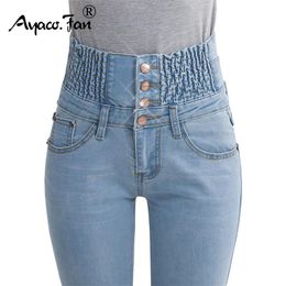 2019 Jeans Womens Hoge Taille Elastische Skinny Denim Lange Potlood Broek Plus Size 40 Woman Jeans Camisa Feminina Lady Fat Broek T200103