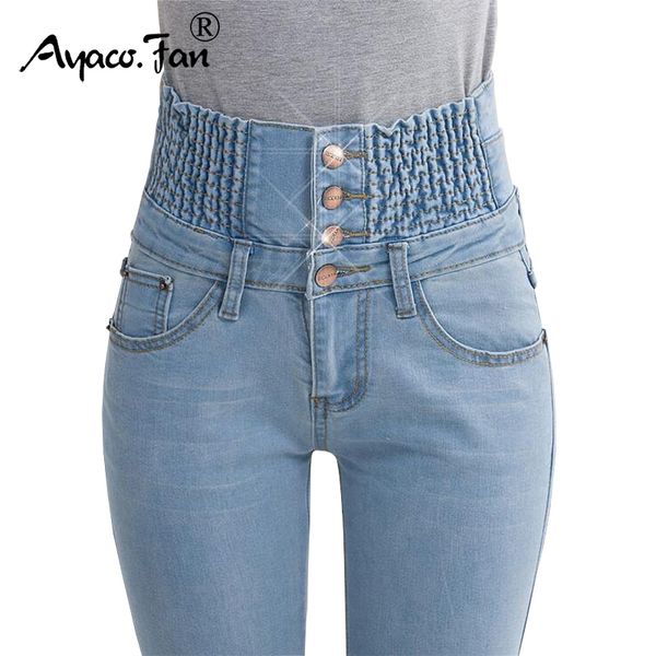 2019 Jeans Femmes Taille Haute Élastique Maigre Denim Long Crayon Pantalon Plus La Taille 40 Femme Jeans Camisa Feminina Lady Fat Pantalon T200103