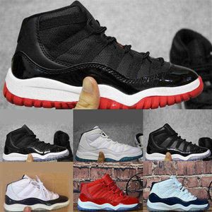 2019 Enfants 11 Space Jam Bred Concords Mode jeunesse Garçons Chaussures de basket-ball Baskets Enfants Garçon Fille Kid 11s Blanc Rose Gris Daim 3039